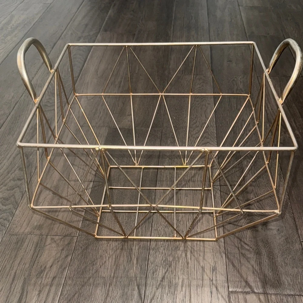 Gold and silver rustic like Wire Storage Basket
